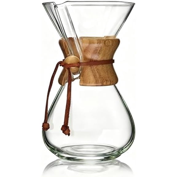 Pour Over Coffee Maker Glass - 6/8/10 Cup Barista Kit with 304 Stainless Filter for Home, Office, Camping, Cafes - Easy Clean Coffee Dripper Set (Rag&Brush Included) (8 Cup/28 oz)
