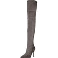 thumbnail image 1 of Pour La Victoire Cassie Anthracite Skin-tight Suede Over-the-knee Stiletto Boots (Grey, 6), 1 of 6
