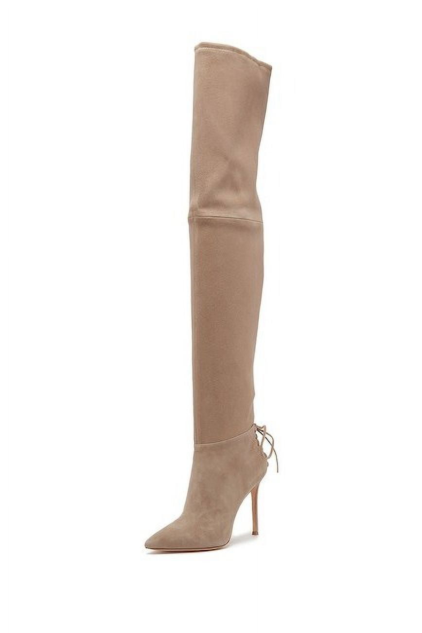 Pour La Victoire Caterina Sandstone Nude Suede Over the Knee Fitted Boots 6