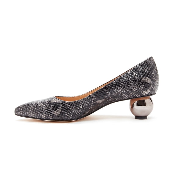 Pour La Victoire Kiki Unique Sphere Heel Pointed Toe Dress Classic Fashion Pumps (Nickel, 5.5)