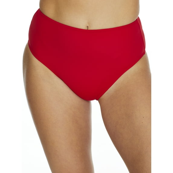 Pour Moi Space High Leg High Waist Control Swim Brief (36046),Small,Red