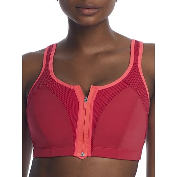 Women's Pour Moi 97006 Energy Zip Front Padded Sports Bra (Cherry/Red 38DD)