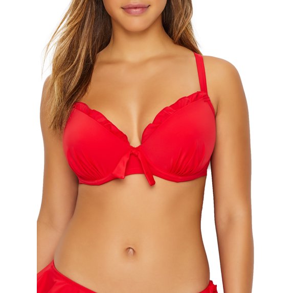Pour Moi Womens Splash Frill Bikini Top Style-6007 Swimsuit