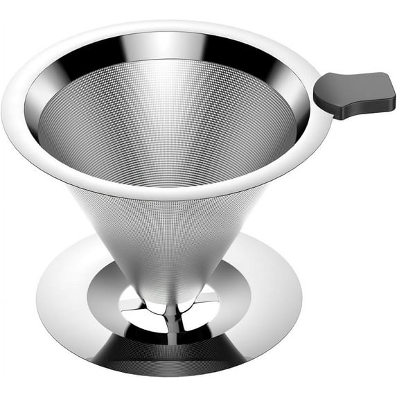 Pour Over Coffee Dripper, Stainless Steel Coffee Filter, Paperless Coffee Maker, Reusable Coffee Filters Cup with Double Layer Mesh, 1-2 Cup