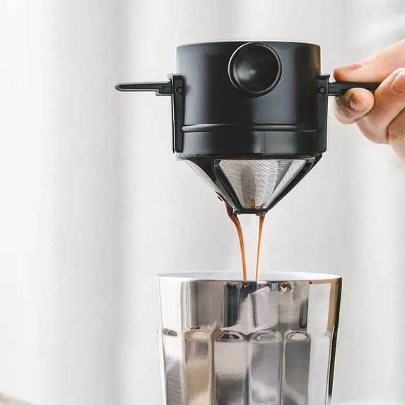 Pour Over Coffee Dripper Stainless Steel Coffee Filters Reusable Washable Coffee Dripper Portable Portable Paperless Travel Coffee Makers