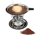 thumbnail image 1 of Pour Over Coffee Dripper Stainless Steel Filter Easy to Clean Paperless Pour Over Coffee Maker Reusable Filter Cone Dripper with Removable Cup, 1 of 6