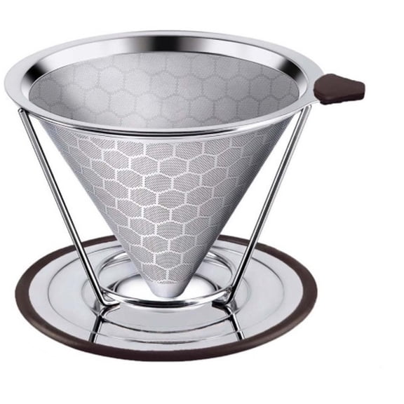 Pour Over Coffee Dripper, Stainless Steel Filter,Easy to Clean Paperless pour over coffee maker,Reusable Filter,Cone Dripper with Removable Cup