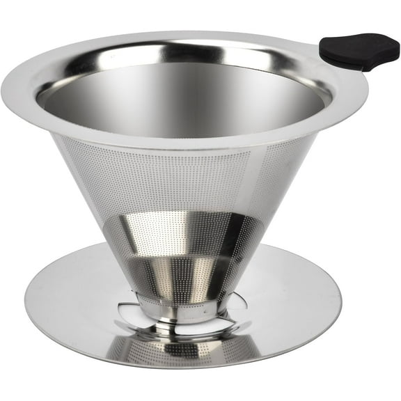 Pour Over Coffee Dripper Stainless Steel Reusable Filter Paperless Cone Coffee Maker Dripper for 1-2 Cup