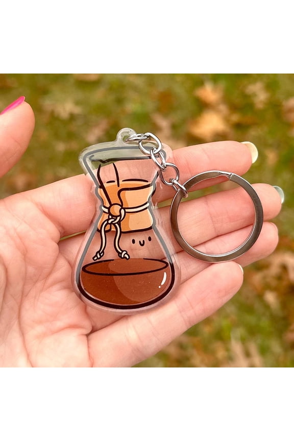 Pour Over Coffee Keychain | Cute Acrylic Keychain | coffee maker keychain | brewing coffee keychain | cute coffee keychain | black coffee