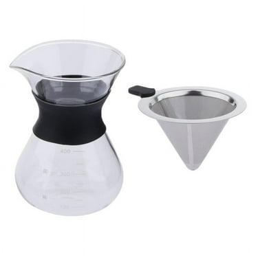 Pour Over Coffee Maker, Glass Coffee Pot Coffee Brewer with Stainless Steel Filter, High Heat Resistance Decanter, 14 Ounce -