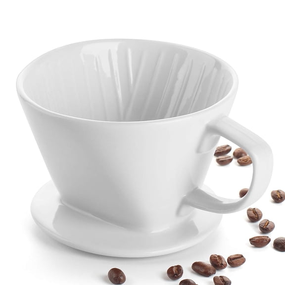 Pour Over Coffee Maker, Non-Electric Pour Over Coffee Dripper, Manual Brew Maker, Single Cups Porcelain Slow Brewing Accessories for Gifts,White