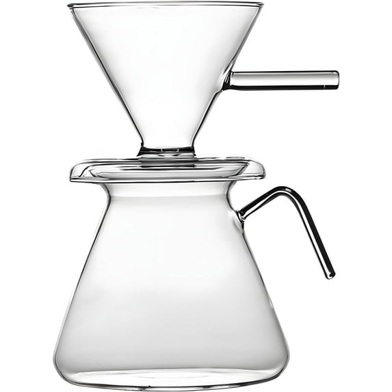 Pour Over Coffee Maker with V60 Glass Coffee Dripper, 2~4Cup Drip Coffee Maker(transparent, 17OZ)