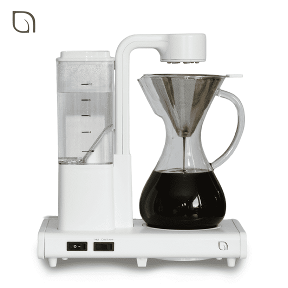 Willow Kitchen Eco Series 10-Cup Pour Over Drip Hot & Iced Coffee Maker Machine with Even Pour Blooming Technology & Auto Drip Stop, White
