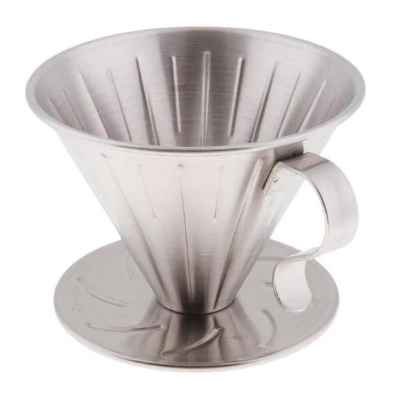 Pour Over Cone Coffee Dripper Stainless Steel Single Serve Brewer Filter - L