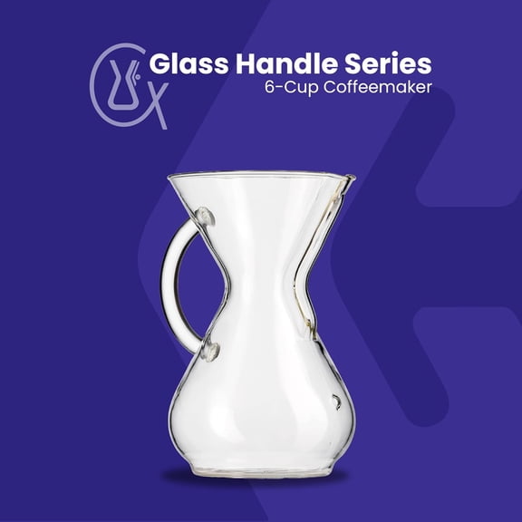 Pour-Over Glass Coffeemaker - 6-Cup Borosilicate Glass with Handle