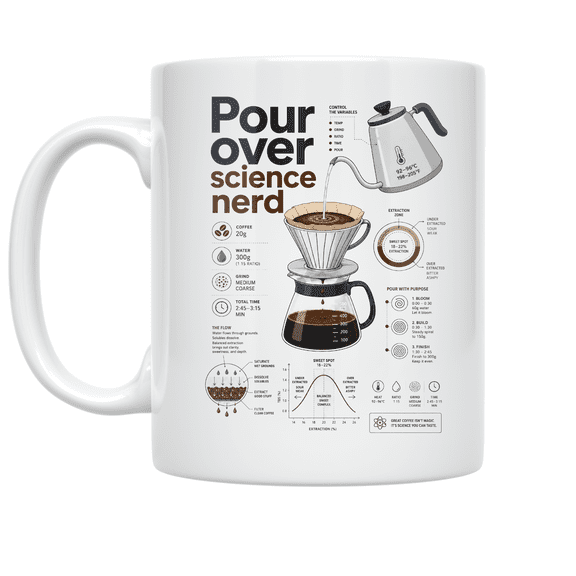 Pour Over Science Nerd - Coffee Enthusiast - 11 oz Ceramic Coffee Mug