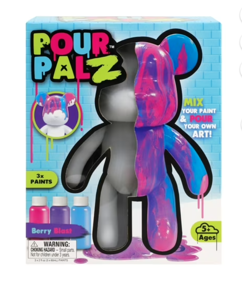 Pour Palz Paint Bear 9" Assorted, DIY Paint & Pour Craft Kit for Kids, Ages 5+