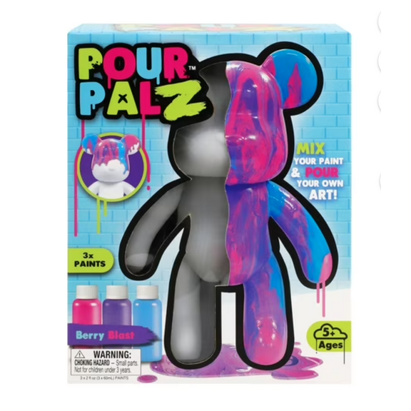 Pour Palz Paint Bear 9" Assorted, DIY Paint & Pour Craft Kit for Kids, Ages 5+