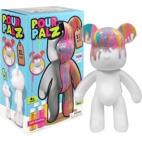 Pour Palz DIY Paint Pouring Kit – 1 XL Bear Figurine, 4 Acrylic Pour Paints, Mixing Cups & Tools, Create Unique Marbled Art, Fun Hands-On Craft Kit for Kids & Adults, Gold Gumdrop, Ages 5+