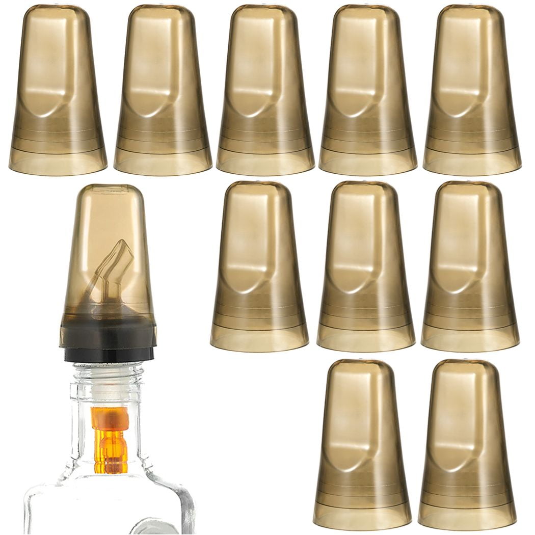 Pour Spout Cover, 10PCS DustProof Liquor Bottle Covers, Translucent