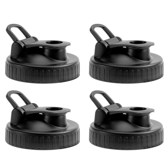 Pour Spout Lids for Ball Regular Mouth Mason Jars, Airtight Canning Jar Flip Cap Top Lid for Drinking, Salad, Dressing Pouring, Leak-Proof, Black Pack of 4