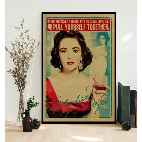 Pour Yourself A Drink Put On Some Lipstick Quote Wall Art Poster, 8x12 UNFRAMED