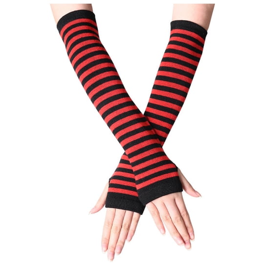 PoureLoom Arm covers cute women kawaii japanese Goth Half Finger Knitted Arm Warmer Y2K Gloves Arm Sleeve for girl Red One Size