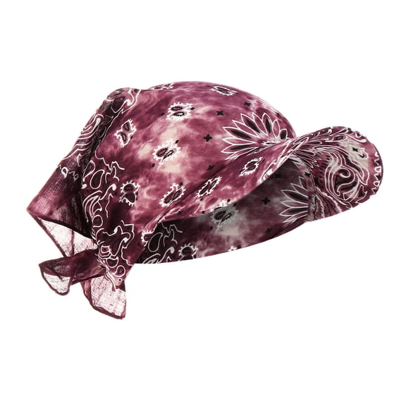 PoureLoom Bandana Headscarf with Wide Sun Visor Women Adjustable Head Wrap Travel Beach Sun Hat Coffee One Size