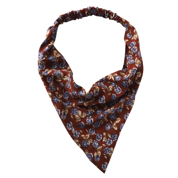 PoureLoom Boho Ditsy Floral Triangle Bandana Head Scarf with Elastic Back Retro Floral Hair Wrap Cover Women Fashion Hair Accessories for Daily Beach Vacation X1 E One Size