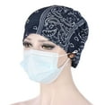 thumbnail image 1 of PoureLoom Bouffant Scrub Caps Cotton Nurse Scrub Hats with Button Sweatband Adjustable Surgical Caps for Unisex Medical Cooking Use Navy One Size, 1 of 1