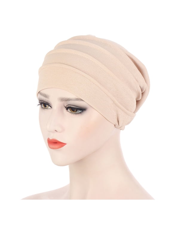Chemo Cap, Soft Hat for Hair Loss, Headwear for Chemo Patients, Turban Beanie for Cancer Alopecia, Head Cover, Hijab Stretchy Beige One Size