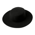 thumbnail image 1 of PoureLoom Classic Fashion Wide Brim Flat Top Fedora Panama Hat Church Derby Cap Pork Pie Felt Hat Black One Size, 1 of 1