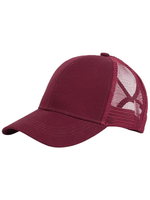 Classic Mesh Trucker Baseball Cap Adjustable Snapback for Men Women Outdoor Summer Daily Wear Wine One Size