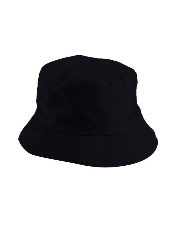 Cotton Bucket Hat for Women Men Summer Travel Sun Beach Bucket Cap Unisex Outdoor Fisherman Hat Black One Size