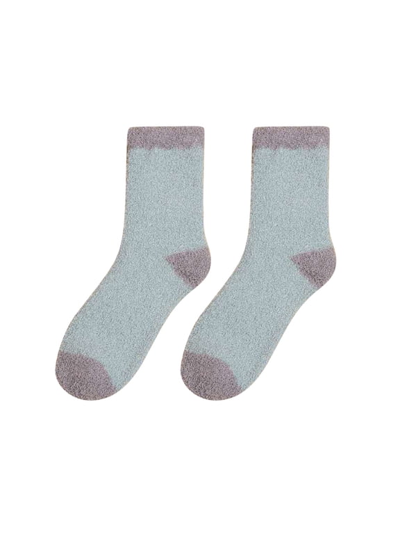 Crew Sock Comfortable Non-slip Fuzzy Socks for Women Fluffy Socks with Grips Sleeping Slipper Socks Thick Winter Socks Lounge Socks Winter Warm Slipper Blue One Size