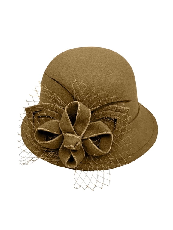 Derby Church Hat for Women Elegant Kentucky Fascinator with Bow Bridal Wedding Tea Party Dress Formal Cocktail Top Hats Khaki M