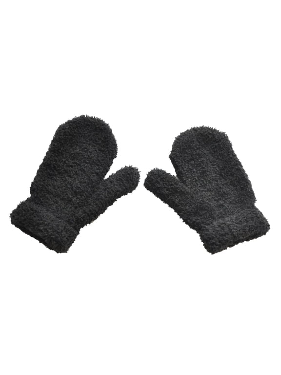 Fur Mittens Gloves, Cute Fuzzy Gloves Women, Furry Fleece Lined Mittens for Cold Weather, Kawaii Accessories Clothes Winter Essentials Black One Size