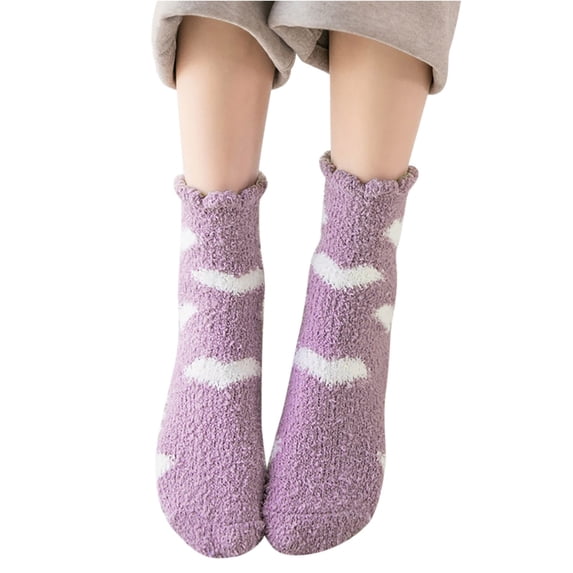 PoureLoom Fuzzy Socks Warm Winter Thermal Non-slip Fuzzy Socks for Women Thick Winter Socks Christmas Socks Fluffy Plush Cozy Fluffy Socks with Grips Bridesmaid Gifts Purple One Size