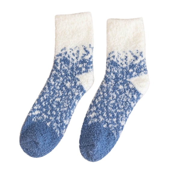 PoureLoom Fuzzy Socks for Women Cozy Fluffy Slipper Socks Soft Warm Winter Fleece Plush Sleeping Gift Socks Blue One Size