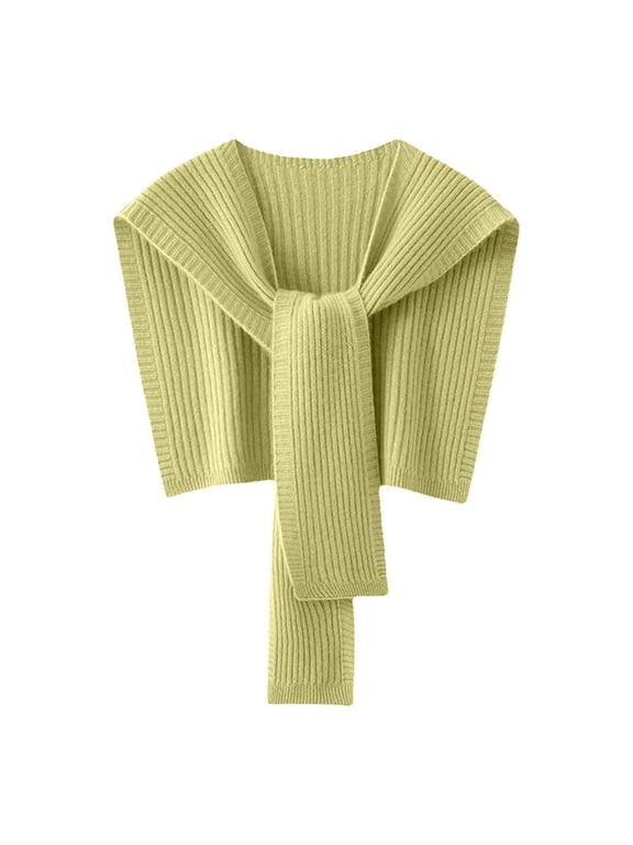 Knit Shawl Wraps for Womens Soft Shoulder Sweater Wrap Tie Up Knotted Scarf Cape Wrap for Casual Travel Green One Size