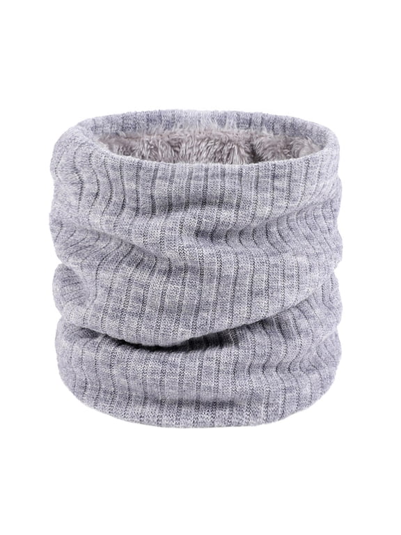 Knitted Neck Collar for Women Exquisite Ribbed Pull-Through Short Scarf Retro Fall Winter Outdoor Commute Neckerchief Gray 2 One Size
