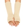 thumbnail image 1 of PoureLoom Long Fingerless Gloves for Women Knit Arm Warmers Cozy Winter Fingerless Gloves Ribbed arm sleeves Great Holiday Gift White 2 One Size, 1 of 8