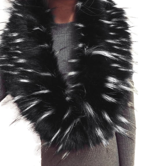 PoureLoom Long Men Women Faux Fur Collar Winter Warm Wrap Stole Scarf Shawl Shrug A One Size