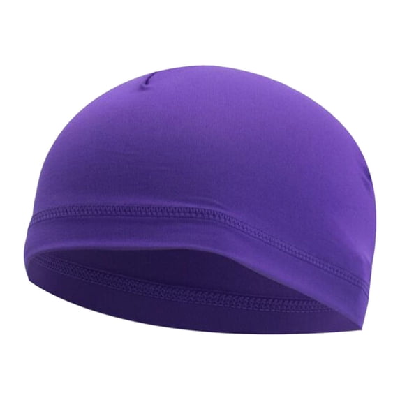 PoureLoom Men Women Stretch Skull Cap Helmet Liner, Quick Dry Sweat Wicking Beanie, Outdoor Cycling Motorcycle Running Tactical Headwrap Purple One Size