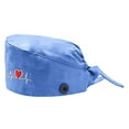 thumbnail image 1 of PoureLoom Nurse Scrub Hats Surgical Cap Nursing Working Hats with 4 Buttons & Sweatband Adjustable Tie Breathable with Elastic Bandage for Dentist Doctors Nurses Women Men Sky Blue One Size, 1 of 3