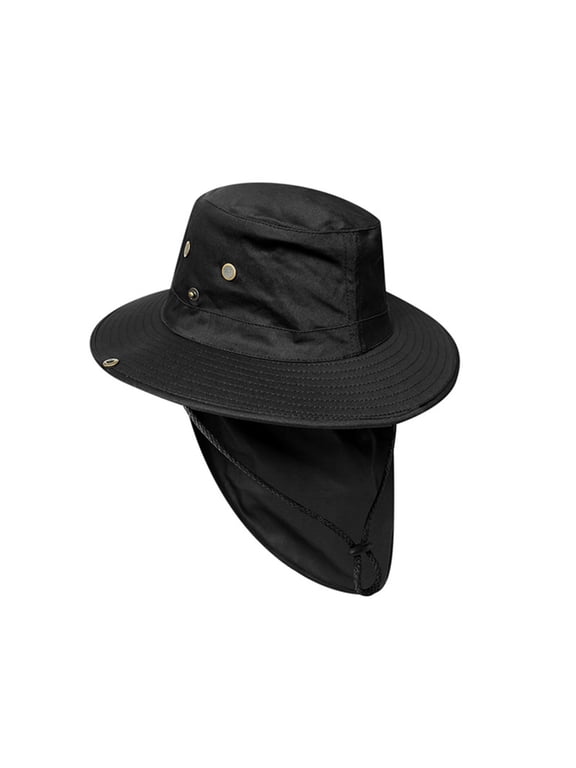 Outdoor Sun Hat Detachable Neck Face Flap UPF 50+UV Protection Visor Fishing Hats with Neck Flap for Men & Women Black One Size