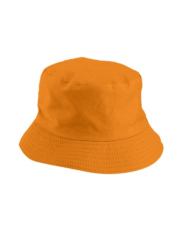 Reversible Bucket Hat for Men and Women Cotton Outdoor Sun Protection Bucket Hats Orange One Size