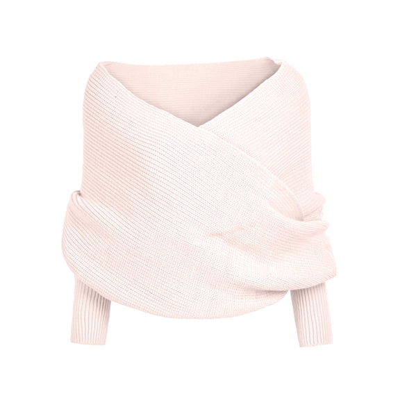 PoureLoom Scarf with Sleeves for Women Crochet Knitted Dressy Wrap Shawl Fall Winter Multifunctional Blanket Scarves Sweater Beige One Size