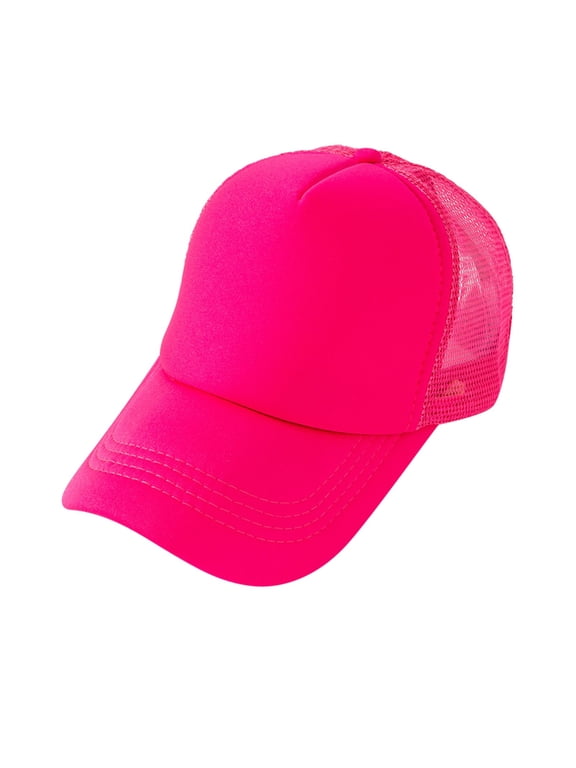 Sublimation Blanks Mesh Cap Mesh Hat Two Tone Trucker Summer Mesh Cap With Adjustable Snapback Hot Pink One Size