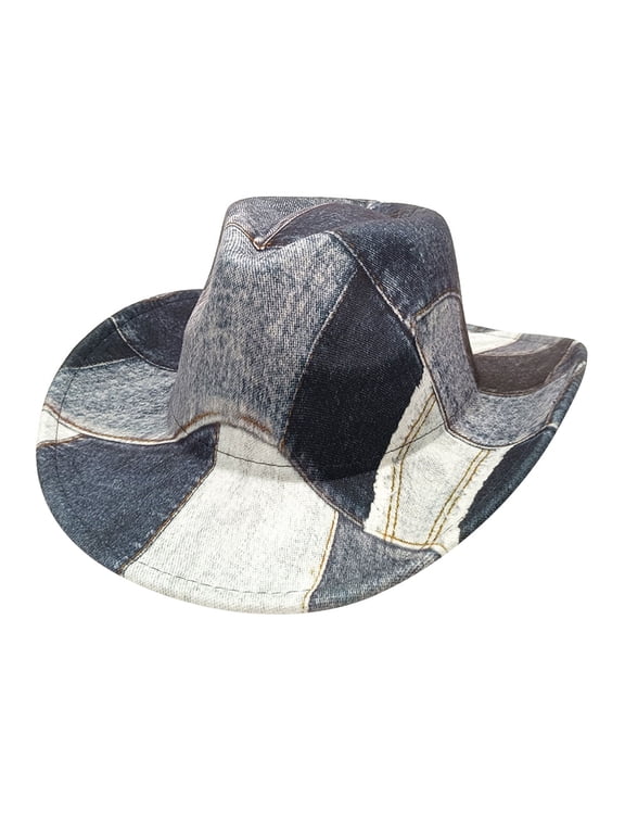 Wide Brim Cowboy Hat for Men Women Western Cowboy Accessories for Race-Day, Country Music Concerts, Party Events Sky Blue M